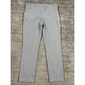 Joe B Benbasset Pants Womens XL Gray Pinstripe Pull On Polyester Blend